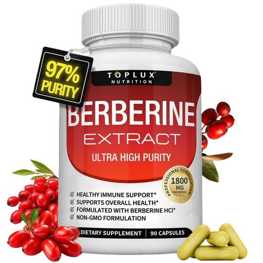 Toplux Berberine with Ceylon Cinnamon and Bitter Melon 2100mg - High Purity 97% HCL Berberine Supplement, Supports Overall Health & Immune System, Non-GMO Vegan 90 Capsules